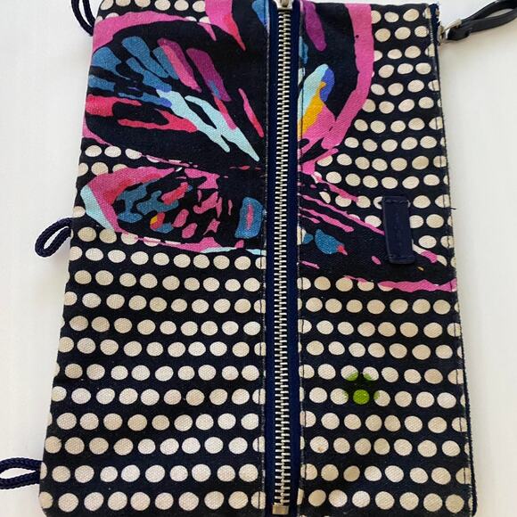 Vera Bradley 3-Ring Binder Pouch Butterfly Polka Dot Blue Pink White Zip Case - Picture 4 of 5